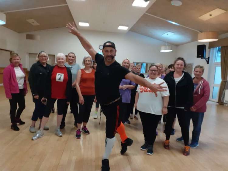 Mark surrounded by a class at Alsager Civic Centre