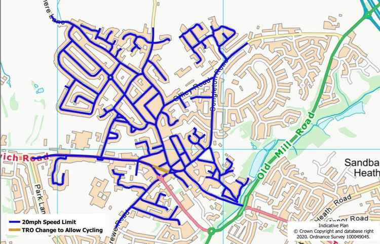 Active travel map detailing 20mph zone (Image: Cheshire East Council)