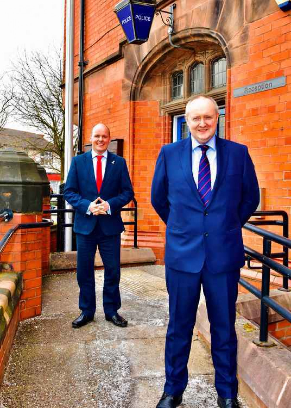 Cheshire's new chief constable Mark Roberts (right) with Police and Crime Commissioner David Keane.