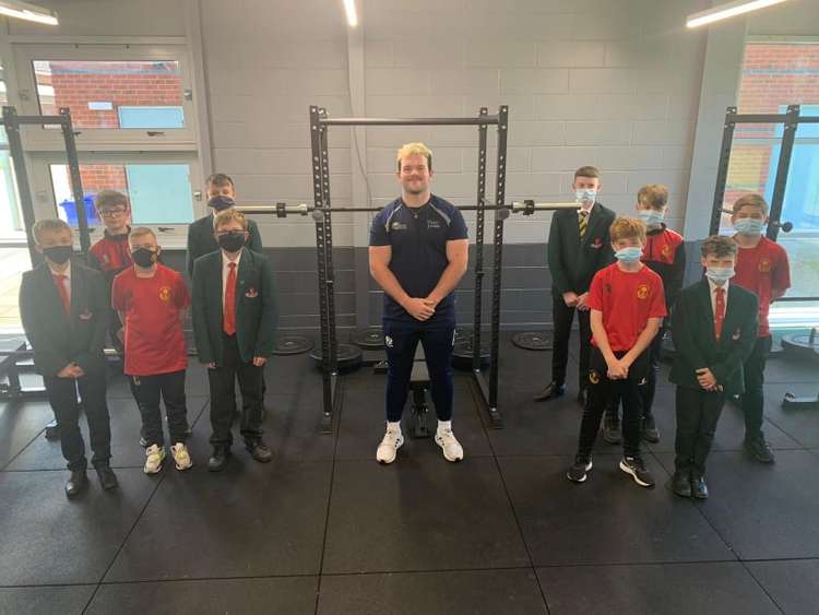 Ewan opening the school's new power gym