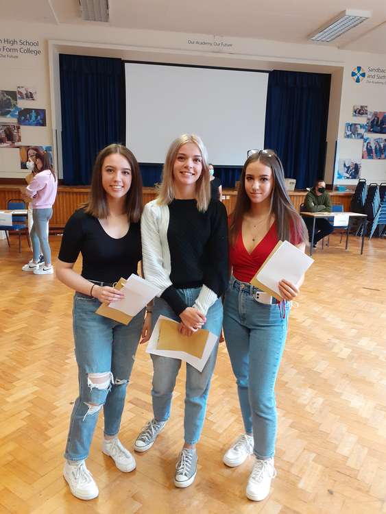 Double celebrations - twins Holly and Katie Stephen celebrate success along with Sallie Belcher