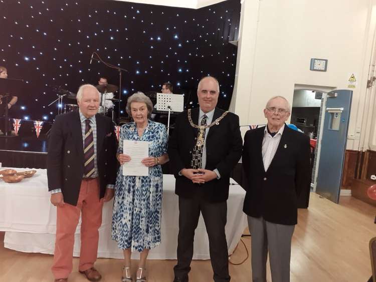 Deputy Lord Lieutenant, Tony Garnett, chairwoman Majorie Newton, Mayor of Sandbach, Cllr Geraint Price Jones and branch president, Tom Price Jones.