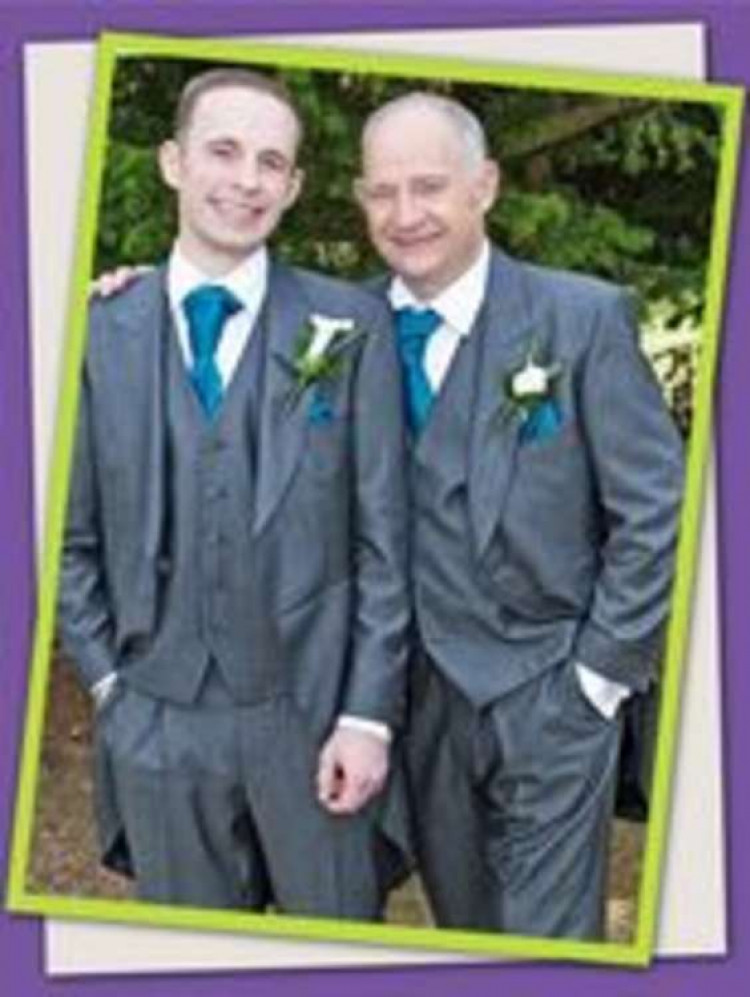 Darren and his late dad on his wedding day