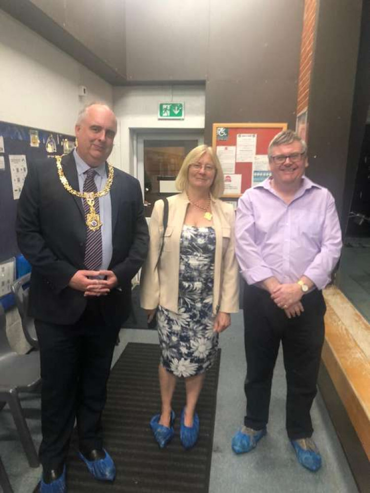 Sandbach Mayor Cllr Price Jones, his consort Mrs Price Jones and David Welch