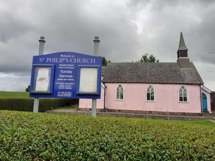 Sandbach's pink church - St Philip's at Hassall Green