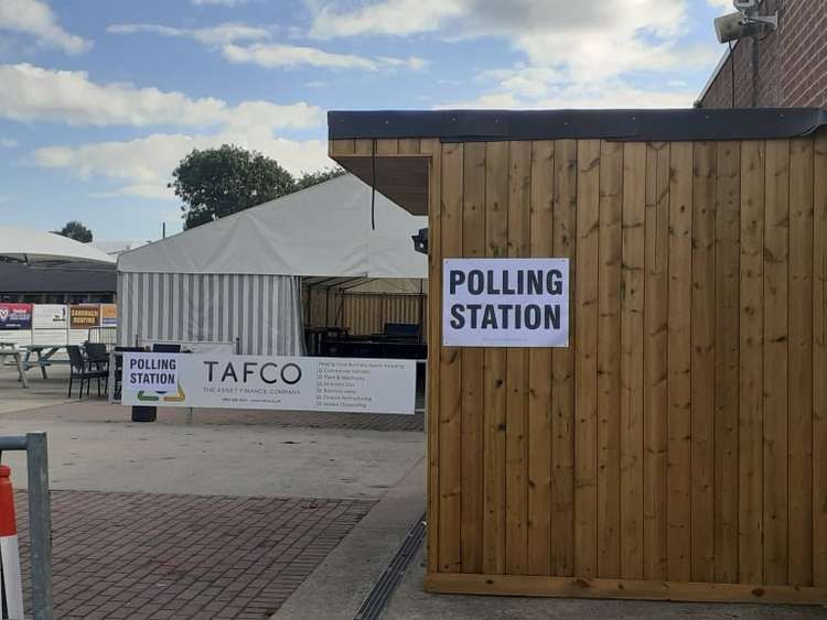 Polling station at Sandbach Rugby Club in Bradwall Road