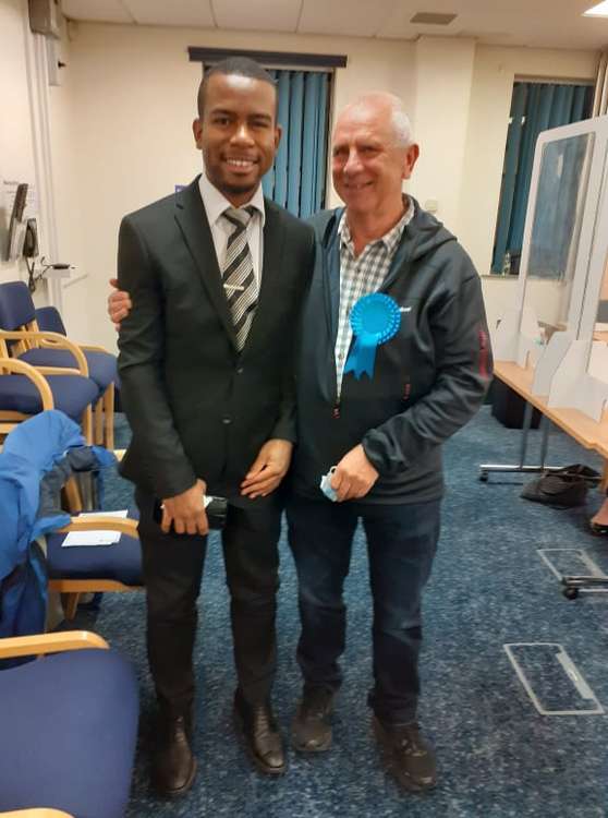 Ettiley Heath and Wheelock new ward councillor (right) Nick Adams with supporter Jason Knight