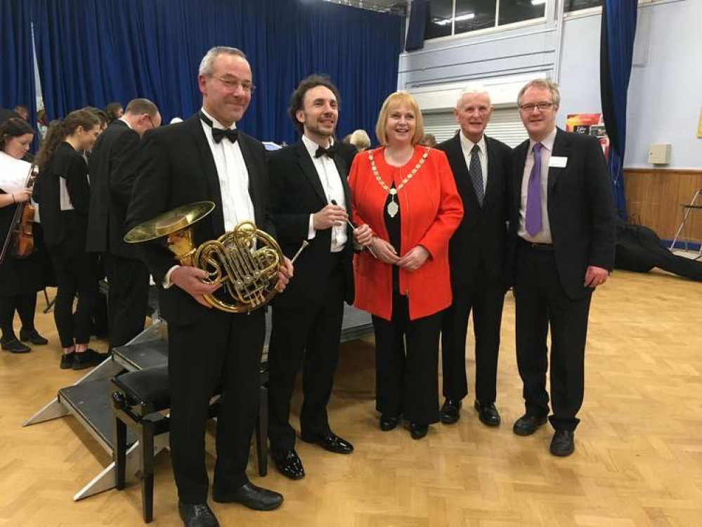 Cllr Sam Corcoran (far right) with the North Staffordshire Symphony Orchestra.