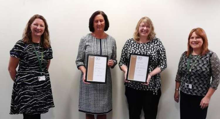 From left to right  Jacky Forster, director of education and 14-19 skills, award winners and elective home education advisors - Gail Isherwood and Alison Higginbottom together and Sally Ashworth, team manager attendance and children out of school