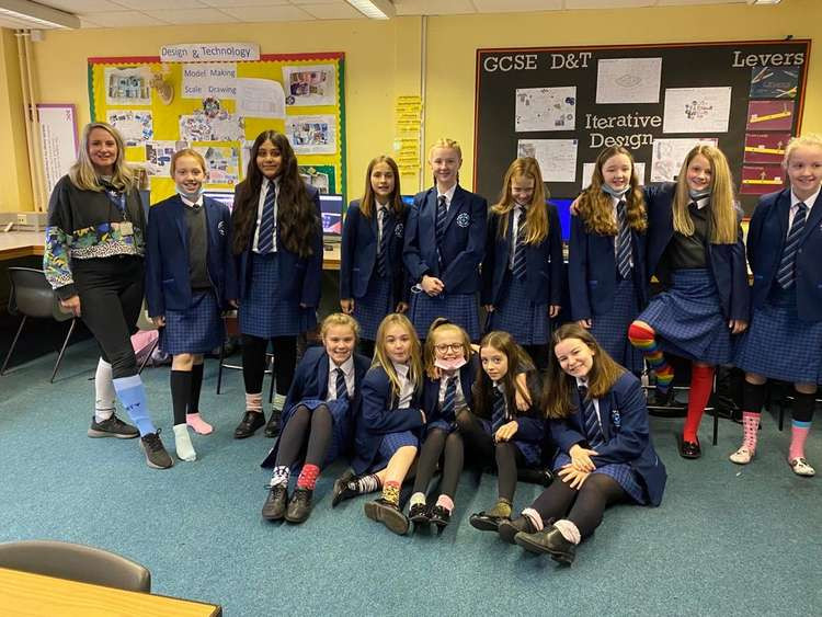 Sandbach High School and Sixth Form College Students went to school in odd socks to kick-start the week