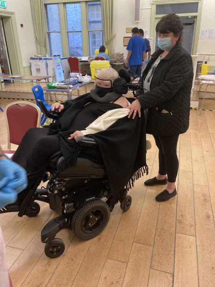 Pam Franklin travelled to Ealing Town Hall for her jab despite being eligible to get it at home. Image Credit: Pam Franklin