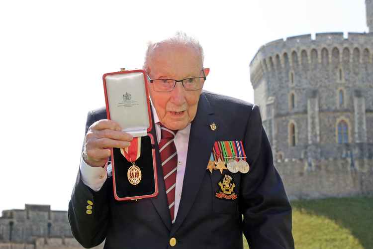 Captain Sir Tom Moore was knighted by the Queen last year after he raised over £32 million for the NHS