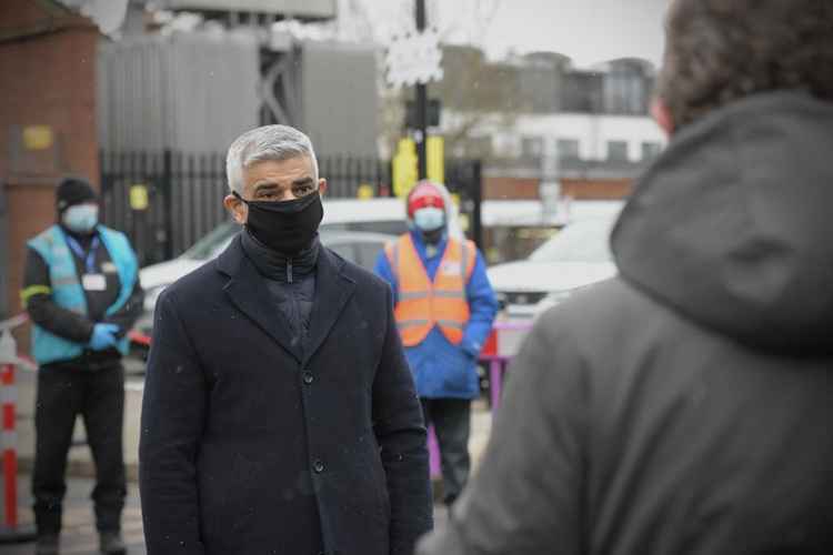 London Mayor Sadiq Khan at the test centre in West Ealing yesterday. Image Credit: Sadiq Khan Twitter