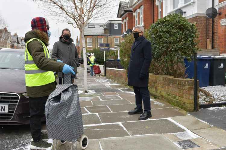 Mr Khan spoke with staff at the testing centre and with local residents as well. Image Credit: Sadiq Khan Twitter