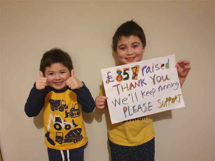 Rio, eight and Noah, four have smashed their original target of £500