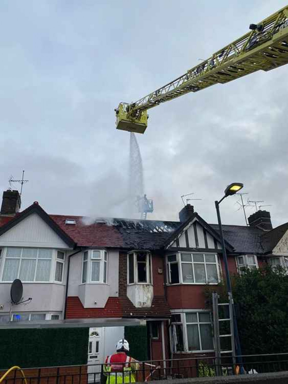 The roof was destroyed and most of the first floor and half of the ground floor were damaged by the fire. Image Credit: London Fire Brigade