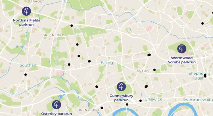 Parkrun locations in Ealing and surrounding areas