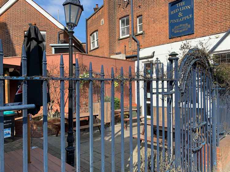 The outdoor area that will reopen at The Red Lion & Pineapple next month