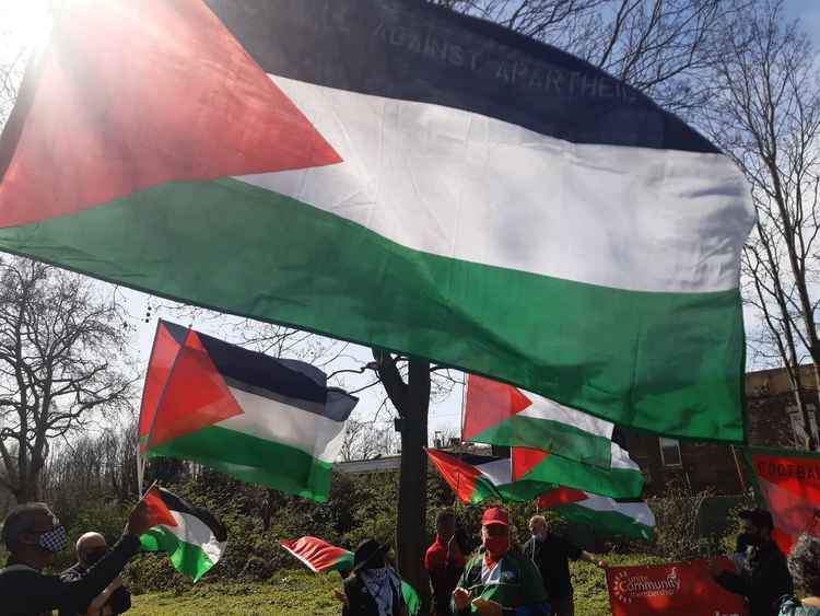 There were lots of Palestinian flags flying about