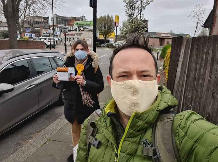 Councillor Gary Malcolm with Athena Zissimos in Hanger Hill