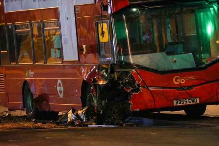 Police attempted to stop the Audi but it sped off before colliding with the night bus. Image Credit: UkNewsinPictures
