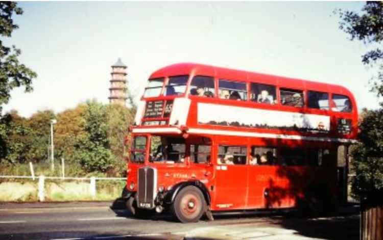 The 65 passing through Pagoda, Kew Gardens in 1965