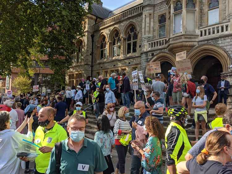 A protest march took place last September following the original introduction of the LTNs. Image Credit: Don Grose