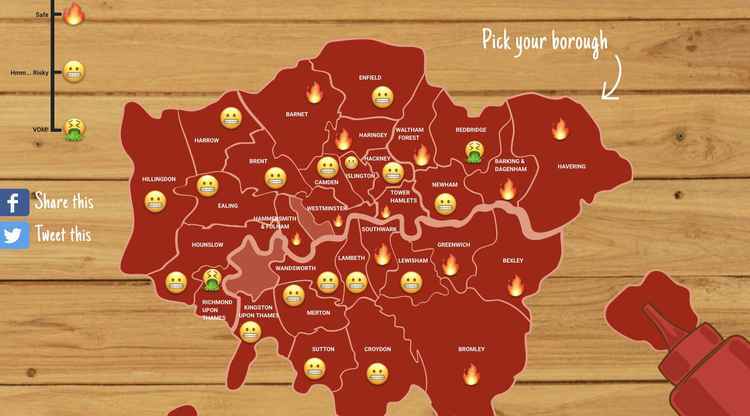 The map of all London boroughs ranked