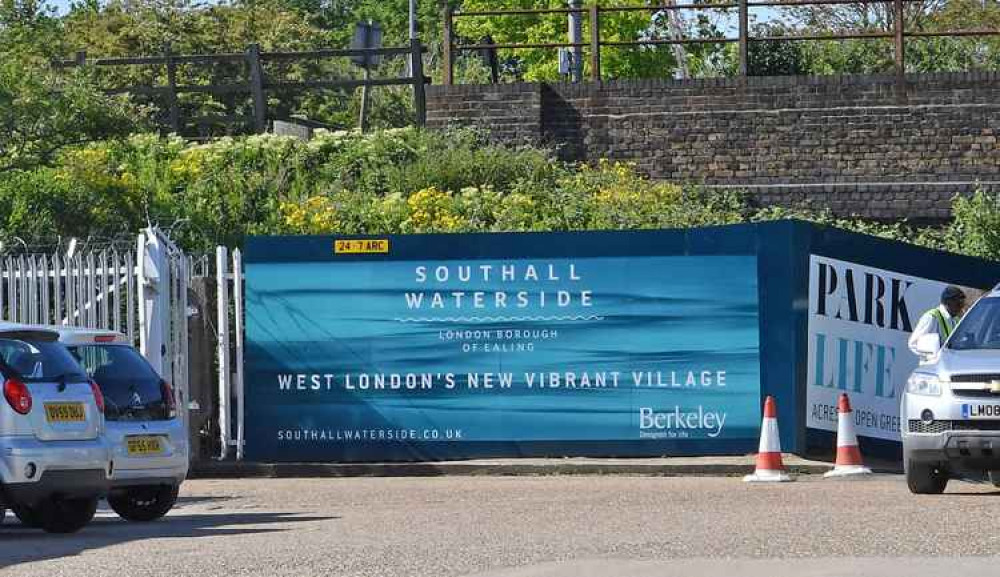 Hoardings outside the Southall Waterside development. Image Credit: Grahame Larter