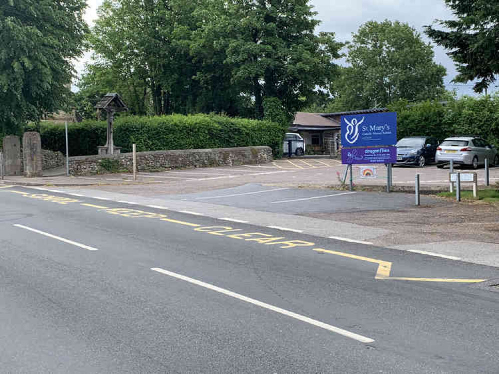 The site in Lyme Road, Axminster, where a pedestrian crossing will be installed outside St Mary's School