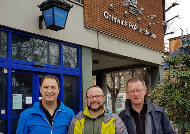 Liberal Democrat Councillors outside Chiswick Police station