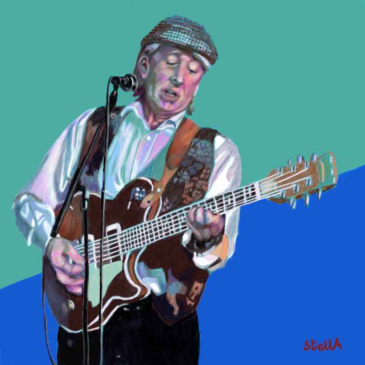 Digital drawing of Don Craine at the Eel Pie Club by Stella Tooth