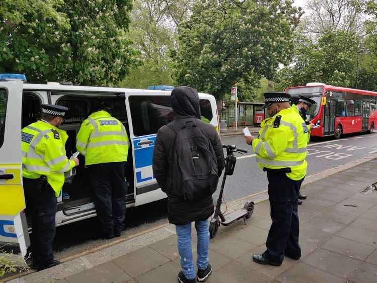 During the operation, three e-scooters were seized. Image Credit: Ealing Police