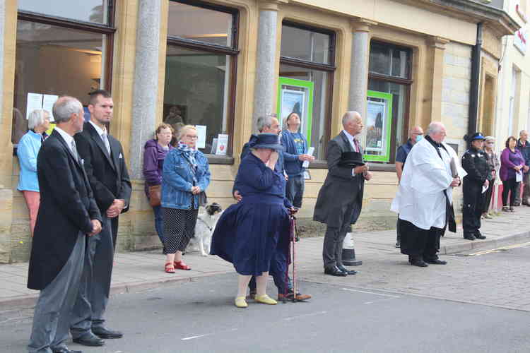 Having led the mourners in paying her respects to Douglas Hull, the Mayor of Axminster, Cllr Anni Young, was visibly moved by the occasion