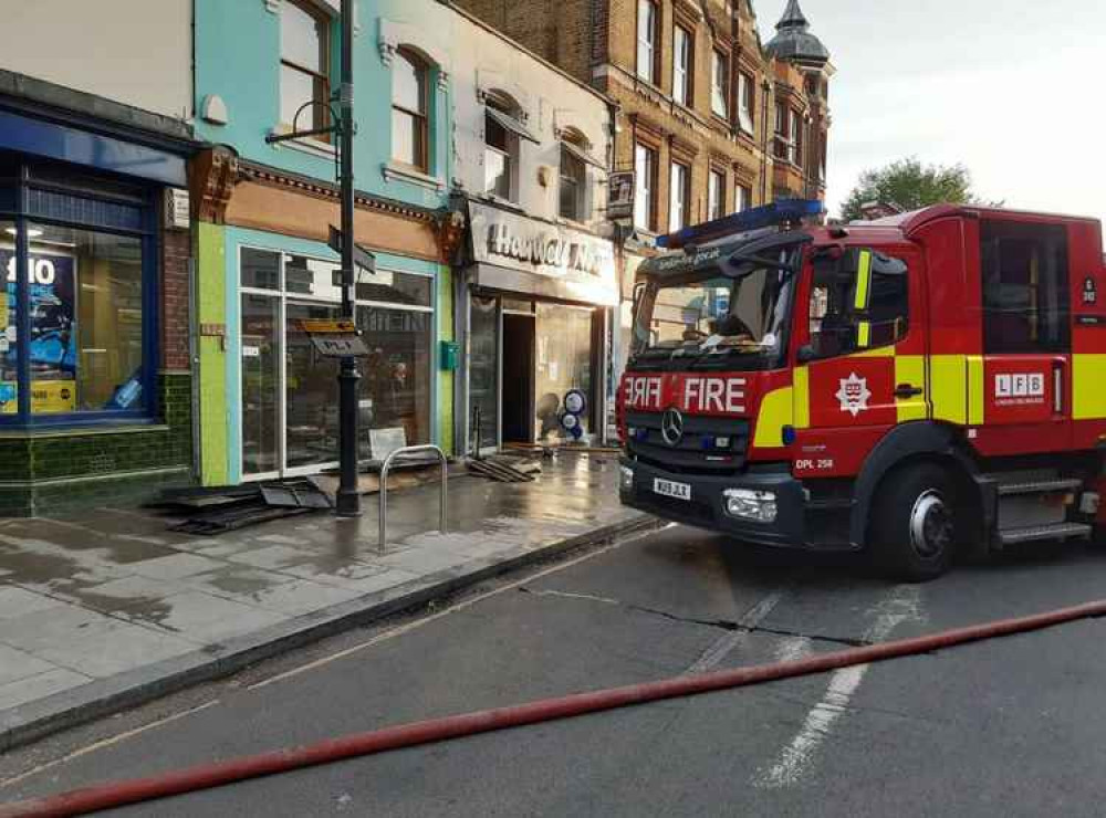 Six fire engines and around 40 firefighters attended the scene. Image Credit: London Fire Brigade