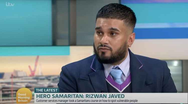 Rizwan Javed has saved 29 people from suicide. Image Credit: ITV