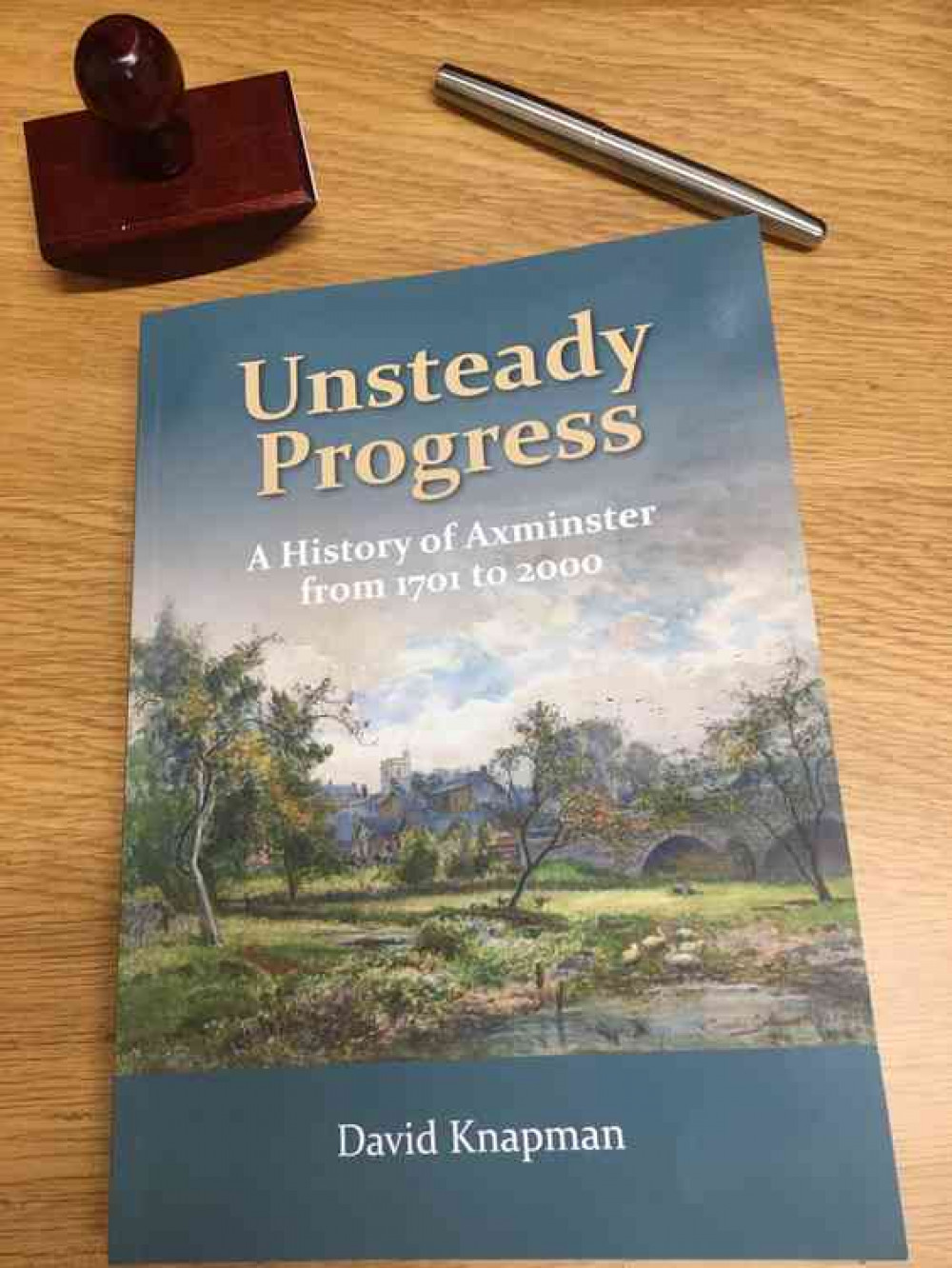 Axminster's new history book, "Unsteady Progress" will be available from Axminster Heritage Centre when it reopens after lockdown