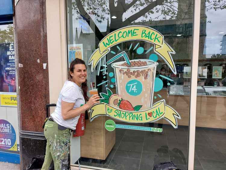 Alessandra Tortone has painted 60 shops windows across Ealing Broadway