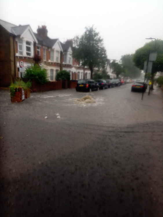 The heavy rain caused the main sewer to exceed capacity. Image Credit: Marc Yonder