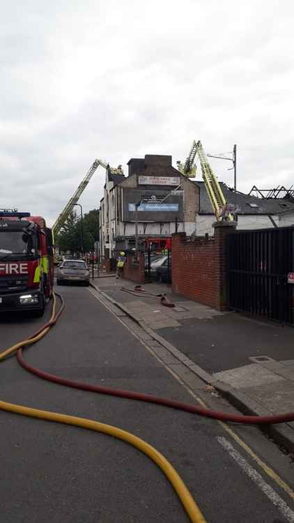 Around 100 firefighters attended the scene. Image Credit: London Fire Brigade