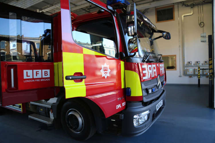 The roof, along with part of the first floor were destroyed by the fire. Image Credit: London Fire Brigade