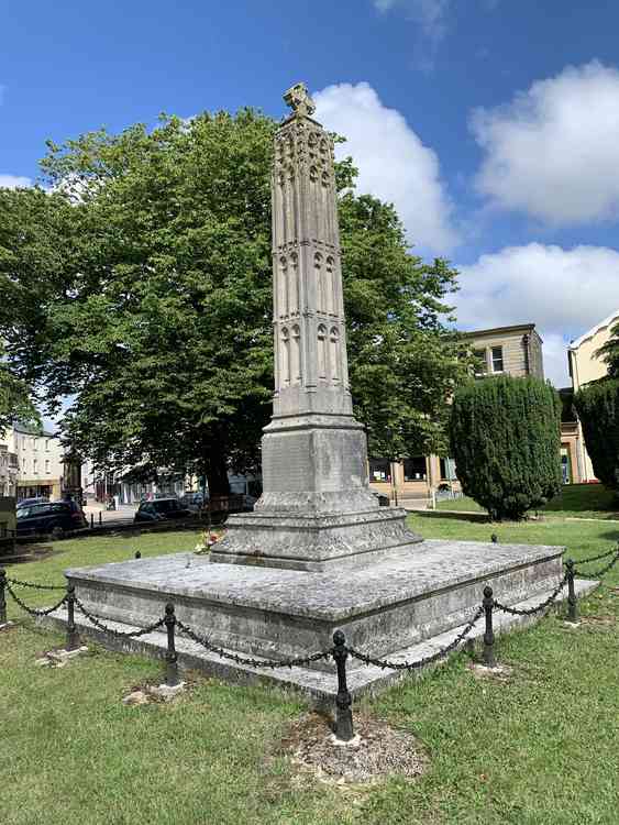 The Axminster War Memorial today in need of refurbishment