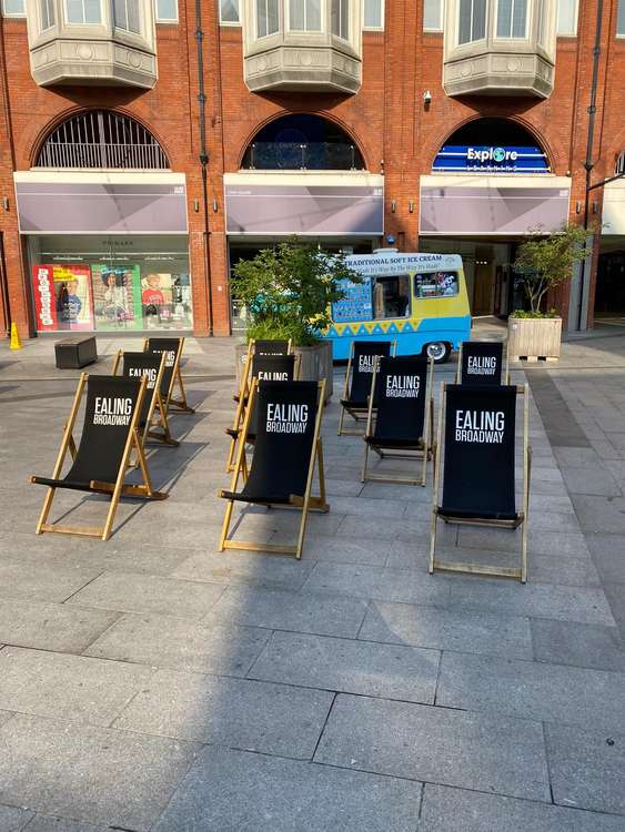 With a heatwave predicted for August, the deckchairs offer a comfortable place to take in the sun. Image Credit: Ealing Broadway Shopping Centre