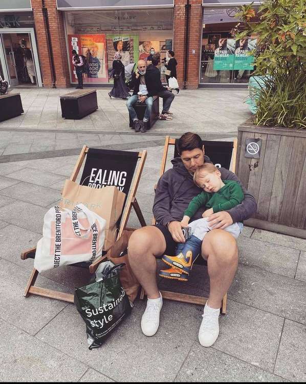 Paul Leslie and his son Rafferty relaxing on the deckchairs. Image Credit: Leslie & Co