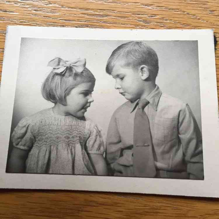 Andrew with his sister Gillian, aged 4 and 2