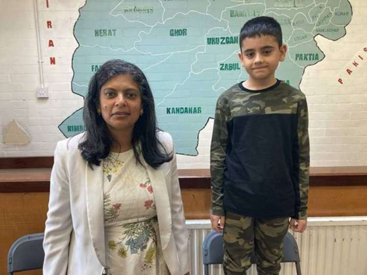 Rupa Huq MP meets 11-year-old Afghan refugee, Arash Mehran. Credit: Rupa Huq.