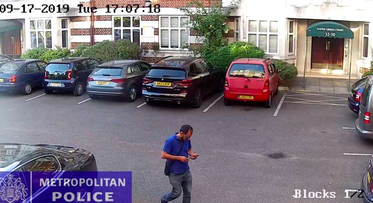 CCTV footage showed Aristakesyan at Haven Green Court. (Image: Metropolitan Police)