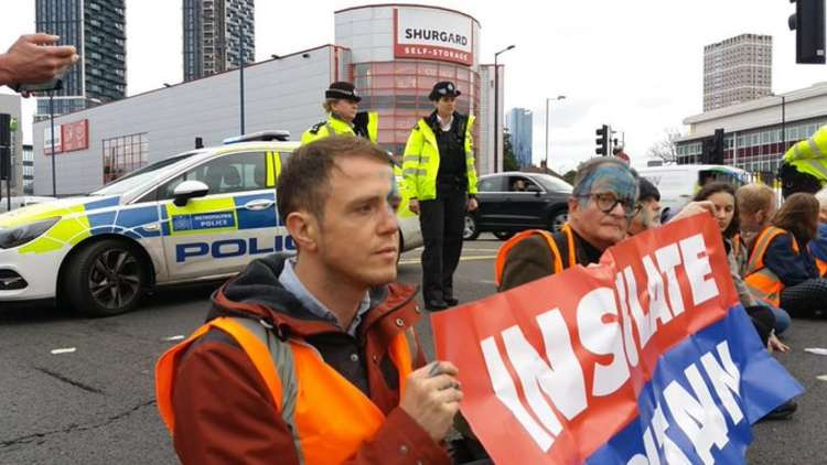 17 activists have been arrested, six of whom have locked themselves to the ground. (Image: Insulate Britain)