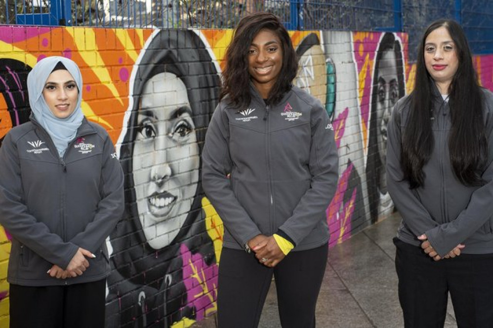 From left - Haseebah Abdullah, Kadeena Cox and Salma Bi BEM