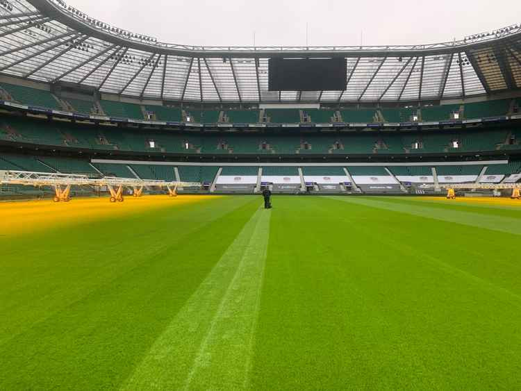 The pitch at Twickenham Stadium